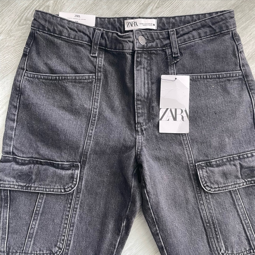 NWT 🦋 ZARA Washed Black “The Slim Cargo” | Size: 6 - Picture 11 of 13